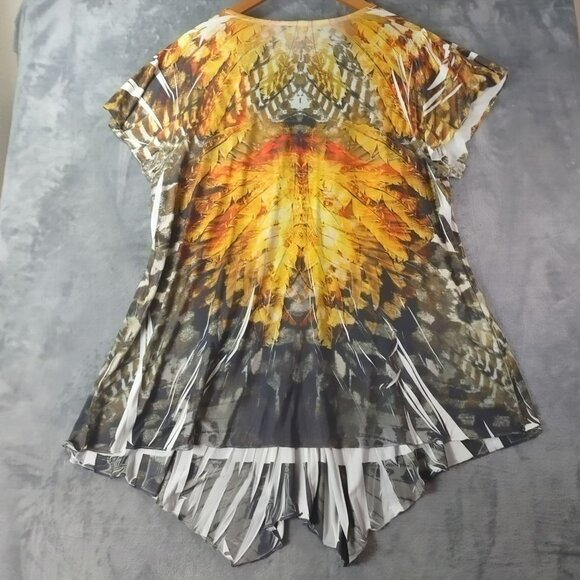 Cato Woman Plus Size Embellished‎ Asymmetrical Tunic 18 20W Fall Boho Artsy - Picture 3 of 10